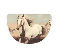 SXZVVBN Prancing White Horse Flannel Half Moon Door Mat For Indoors