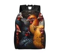 SXZVVBN roosters dressed in many colors Water Resistant 600D Backpack Lightweight Commuter Travel Rucksack Daypack Men Women