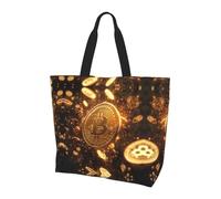 SXZVVBN Scattered Gold Coins Lightweight Large Tote Bag for Women Waterproof Polyester Shoulder Shopper for Commuting Work Shopping
