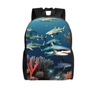 SXZVVBN Sharks under the sea Water Resistant 600D Backpack Lightweight Commuter Travel Rucksack Daypack Men Women