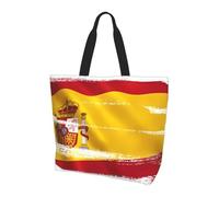 SXZVVBN Spain Flag Lightweight Large Tote Bag for Women Waterproof Polyester Shoulder Shopper for Commuting Work Shopping