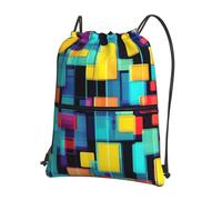 sxzvvbn Square geometry diagram Outdoor Drawstring Rucksack Waterproof Lightweight Gym Bag with Front Pocket & Internal Zip Pouch for Travel Sports