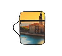 sxzvvbn Sunset in Barcelona Water-Resistant Bible Tote Bag with Pocket, Large Journal Cover Case for Church Travel