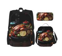 SXZVVBN Tantalizing roast turkey 3 Piece Laptop Backpack Set with Insulated Lunch Bag and Organiser for Work