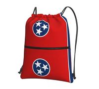 sxzvvbn Tennessee State Flag Outdoor Drawstring Rucksack Waterproof Lightweight Gym Bag with Front Pocket & Internal Zip Pouch for Travel Sports