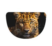 SXZVVBN The deep-eyed leopard Flannel Half Moon Door Mat For Indoors