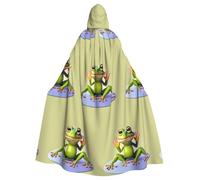 sxzvvbn The funny frog doing yoga Hooded cape, unisex, suitable for Halloween, Christmas parties, and stage costumes.