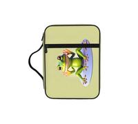 sxzvvbn The Funny Frog Doing Yoga Water-Resistant Bible Tote Bag with Pocket, Large Journal Cover Case for Church Travel