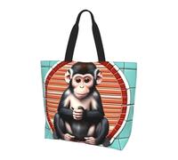 SXZVVBN The silent monkey Lightweight Large Tote Bag for Women Waterproof Polyester Shoulder Shopper for Commuting Work Shopping
