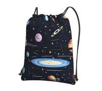 sxzvvbn The Solar Family Outdoor Drawstring Rucksack Waterproof Lightweight Gym Bag with Front Pocket & Internal Zip Pouch for Travel Sports