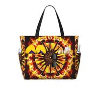 sxzvvbn Turning the flame Large Capacity Waterproof Beach Bag, Foldable Travel Tote with 7 Pockets, Lightweight Durable Gym Bag for Travel, Swimming, Shopping Camping