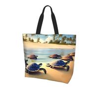 SXZVVBN turtles on the beach Lightweight Large Tote Bag for Women Waterproof Polyester Shoulder Shopper for Commuting Work Shopping