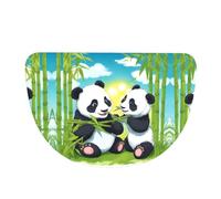 SXZVVBN Two happy pandas Flannel Half Moon Door Mat For Indoors