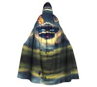 sxzvvbn UFO landing Hooded cape, unisex, suitable for Halloween, Christmas parties, and stage costumes.