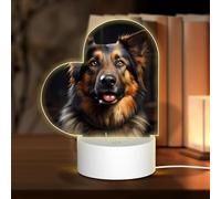 sxzvvbn Valentine's Day Gift for Her German Shepherd Heart Acrylyic Night Light with Touch Control 3 Colors, USB Bedside Lamp for Mom, Girlfriend, Wife