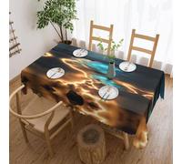 SXZVVBN View under the moon Rectangle Tablecloth 54x72in, Scalloped Edge Water Resistant Polyester Cloth for 4-6 Seater
