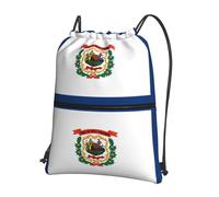 sxzvvbn West Virginia Flag Outdoor Drawstring Rucksack Waterproof Lightweight Gym Bag with Front Pocket & Internal Zip Pouch for Travel Sports