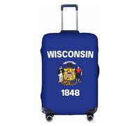sxzvvbn Wisconsin State Flag S Elastic Suitcase Protector Double Sided Zip Luggage Cover for Travel Business 18-32in