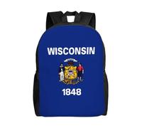 SXZVVBN Wisconsin State Flag Water Resistant 600D Backpack Lightweight Commuter Travel Rucksack Daypack Men Women