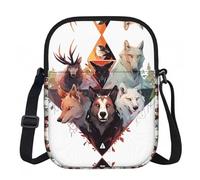SXZVVBN Wolves and Reindeer Lightweight Waterproof Small Zip Crossbody Shoulder Bag for Women Travel with Adjustable Strap