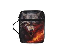 sxzvvbn Wolves in the Flame Roar Water-Resistant Bible Tote Bag with Pocket, Large Journal Cover Case for Church Travel