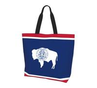 SXZVVBN Wyoming State Flag Lightweight Large Tote Bag for Women Waterproof Polyester Shoulder Shopper for Commuting Work Shopping