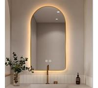 SXZYHJYC 28"x51" Arched LED Bathroom Mirror for Wall 24"x36" French Anti-Fog Vanity with Backlit Dimmable 3000-6000K Lighted Gold Dressing Mirror(60x120cm)