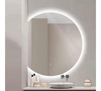SXZYHJYC Dimmable Half Circle LED Wall Mirror with Anti-Fog, 3 Light Colors, Smart Makeup for Bathroom, 80 x 72 cm (Left Cut Design)