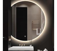 SXZYHJYC Dimmable LED Frameless Bathroom Mirror with Touch Switch - Anti-Fog Half Circle Vanity Mirror, Smart Illuminated Makeup for Perfect Grooming (Right Cut, 90 cm)