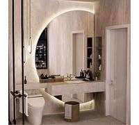 SXZYHJYC Large Dimmable LED Vanity Mirror 84x120 cm, Smart Touch Anti-Fog Half Circle Wall Mirror, Modern Lighting for Makeup, Home Decor, Right Cut Design.
