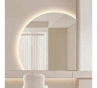 SXZYHJYC LED Backlit Frameless Half-Circle Bathroom Mirror, Anti-Fog HD Wall Mirror with Smart Courtesy Light, Explosion-Proof Design for Modern Home Decor