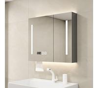 SXZYHJYC Medicine Cabinet with LED Light, Over Toilet Bathroom Mirror Storage - Modern Creamy White for Bathroom, Laundry Room, Kitchen