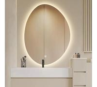 SXZYHJYC Oval Smart LED Mirror with Lights - 70x90cm Backlit Bathroom Mirror, Frameless Touch Control Vanity 3-Color Lighting, Large Wall Mounted Makeup