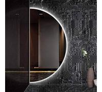 SXZYHJYC Smart HD Bathroom Mirror, Frameless 40"x20" Wall-Mounted Touch Switch, 3-Color Illuminated Half-Circle Makeup Anti-Fog, Stylish Vanity Decor