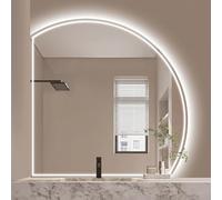 SXZYHJYC Variable Intensity 3 Color LED Makeup Mirror, 70cm Half-Circle Anti-Fog Wall Mirror with Smart Touch Switch, Frameless Bathroom Decor, Stylish and Functional Lighting.