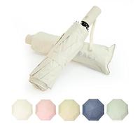 SY COMPACT Automatic Windproof Umbrellas Travel Strong Umbrella for Rain and Sun Protection Small Umbrella UV Blocking for Women and Men (Cream)