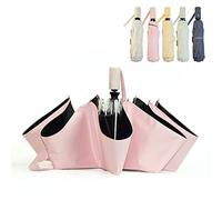 SY COMPACT Automatic Windproof Umbrellas Travel Strong Umbrella for Rain and Sun Protection Small Umbrella UV Blocking for Women and Men (Blush Pink)
