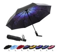 SY COMPACT Automatic Windproof Umbrellas Travel Strong Umbrella for Rain and Sun Protection Small Umbrella UV Blocking for Women and Men (Stars)