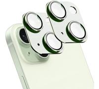 SY SHANGYAN 2 Pack Camera Lens Protector for iPhone 15/15 Plus,Metal AR Tempered Glass Rear Camera Screen Cover,Anti-Scratch,Strong Adsorption,Case Friendly, Easy to Install-Light Green
