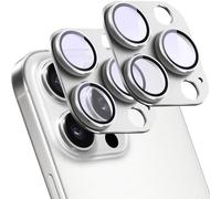 SY SHANGYAN 2 Pack Camera Lens Protector for iPhone 16 Pro/16 Pro Max,Metal AR Tempered Glass Rear Camera Screen Cover,Anti-Scratch,Strong Adsorption,Case Friendly, Easy to Install-Silver