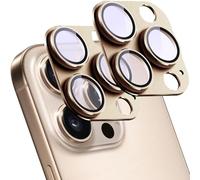 SY SHANGYAN 2 Pack Camera Lens Protector for iPhone 16 Pro/16 Pro Max,Metal AR Tempered Glass Rear Camera Screen Cover,Anti-Scratch,Strong Adsorption,Case Friendly, Easy to Install-Desert Gold