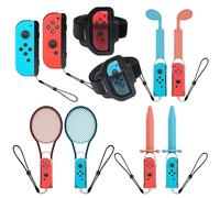 SYACHI Switch Sports Zubehör Set Kompatibel mit Switch/OLED Konsole, 10-in-1-Familien Party Pack Spielzubehör Set für Switch OLED Sportspiele mit Golfschlägern, Tennisschlägern, Schwertern