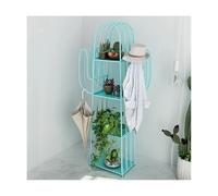 SYALEO 4-Tier Cactus Bookshelf Freestanding Bookcase with Bilateral Hooks Metal Hollow-Out Display Storage Shelves Organizer for Living Room Bedroom