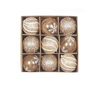 SYALEO 80mm/3.15" Christmas Ball Ornaments 9pcs Champagne Large Shatterproof Plastic Christmas Tree Decorations Hanging Baubles for Xmas Party