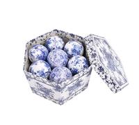 SYALEO Chinese Style Christmas Ball Ornaments Blue and White Porcelain Pattern Hanging Ball Ornaments 14pcs 75mm/2.95'' Christmas Baubles for Xmas Tree