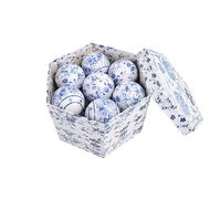 SYALEO Chinese Style Christmas Ball Ornaments Blue and White Porcelain Pattern Hanging Ball Ornaments 14pcs 75mm/2.95'' Christmas Baubles for Xmas Tree