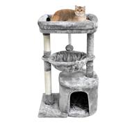SYANDLVY Small Cat Tree for Indoor Cats, Activity Cat Tower with Scratching Post for Kittens, Modern Cat Furniture with Basket & Hanging Ball for Play Rest, Pink