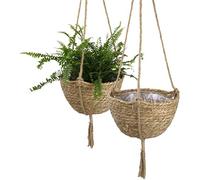 SyangKaitian Natural Hanging Seagrass Plant Baskets, Macrame Plant Hangers, Indoor Boho Plant Hanger, for Indoor Outdoor Home Decorations Fence Planters Plant Flower Pots