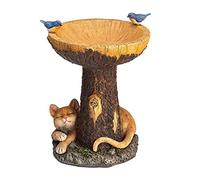 SyangKaitian Outdoor Decor Bird Bath Tray Statue Ornaments,Stable Tree Stump Bird Bath Decor Standing Bathing Bowl Resin Decorative Statue for Backyard Landscape Decorations