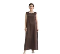 SYANKANGXIAO Ramadan Afrian Inner Under Dress for Women Dubai Abaya Turkey Muslim Sleeveless Long Slip Dress, Coffee, S